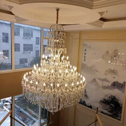 Oversized Luxury Traditional Gold/Chrome Candle Branch Crystal Chandelier for 2-story/Duplex Buildings - Richardrider