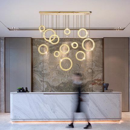 Modern Multi Gold Donuts Shape Crystal Chandelier Ring Round Light Fixture for Foyer Staircase/ Living Room/ Bar/ Hotel Lobby/ Entryway/ LOFT - Richardrider