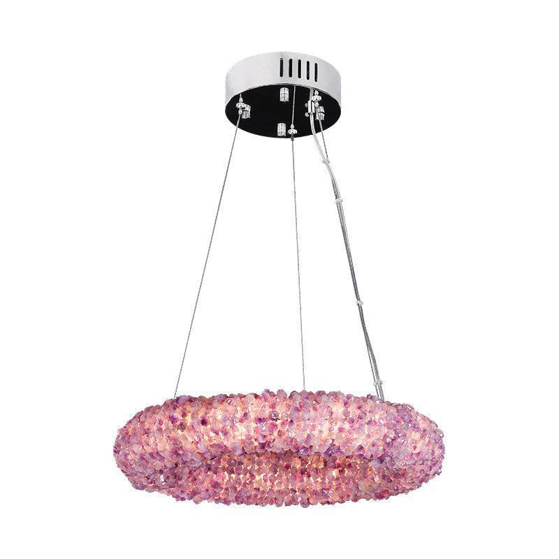 Derek Modern Pink Crystal Cluster Round Chandelier - Richardrider