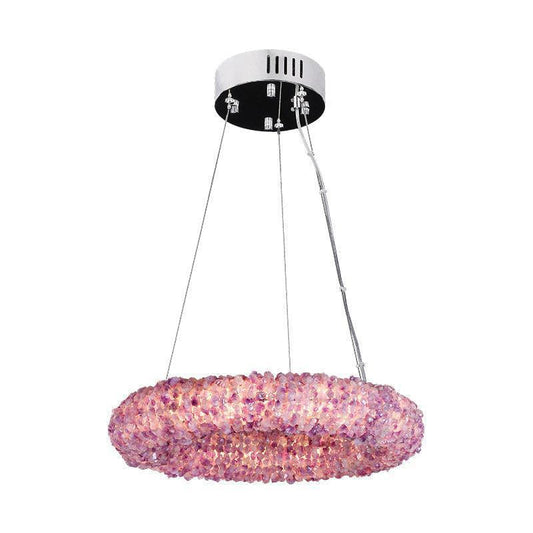 Derek Modern Pink Crystal Cluster Round Chandelier - Richardrider