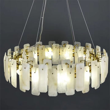 Alabaster Flake Round Chandelier 20" 23" 31" 39''D - Richardrider