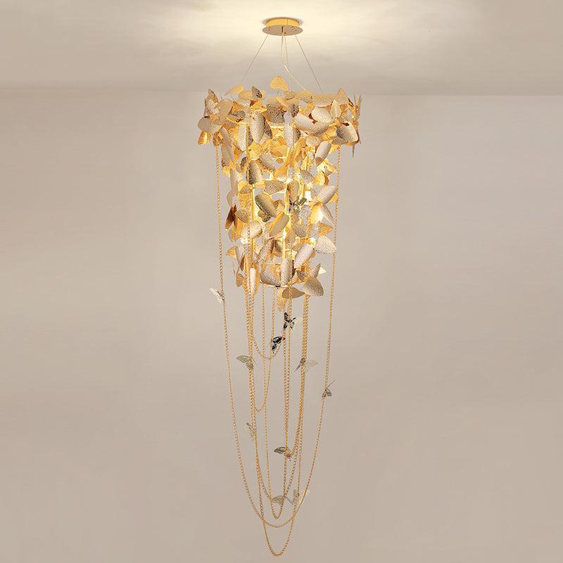 Della Modern Gold Leaf Staircase Chandelier - Richardrider