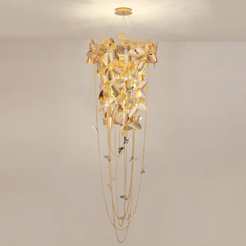 Della Modern Gold Leaf Staircase Chandelier - Richardrider