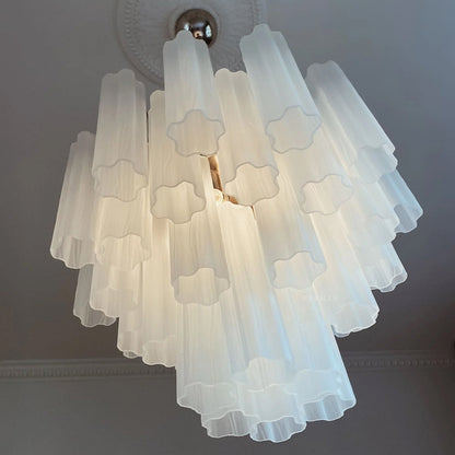 Murano Glass Matte White Chandelier – 36 Tubes