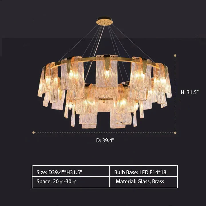Light Luxury Irregular Glass Slice Chandelier Suit in Brass Finish for Living Room/ Ding Room/ Bedroom