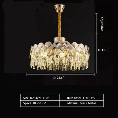 Modern Fish Scale Tiered Crystal Pendant Chandelier Suit for Living Room & Bedroom