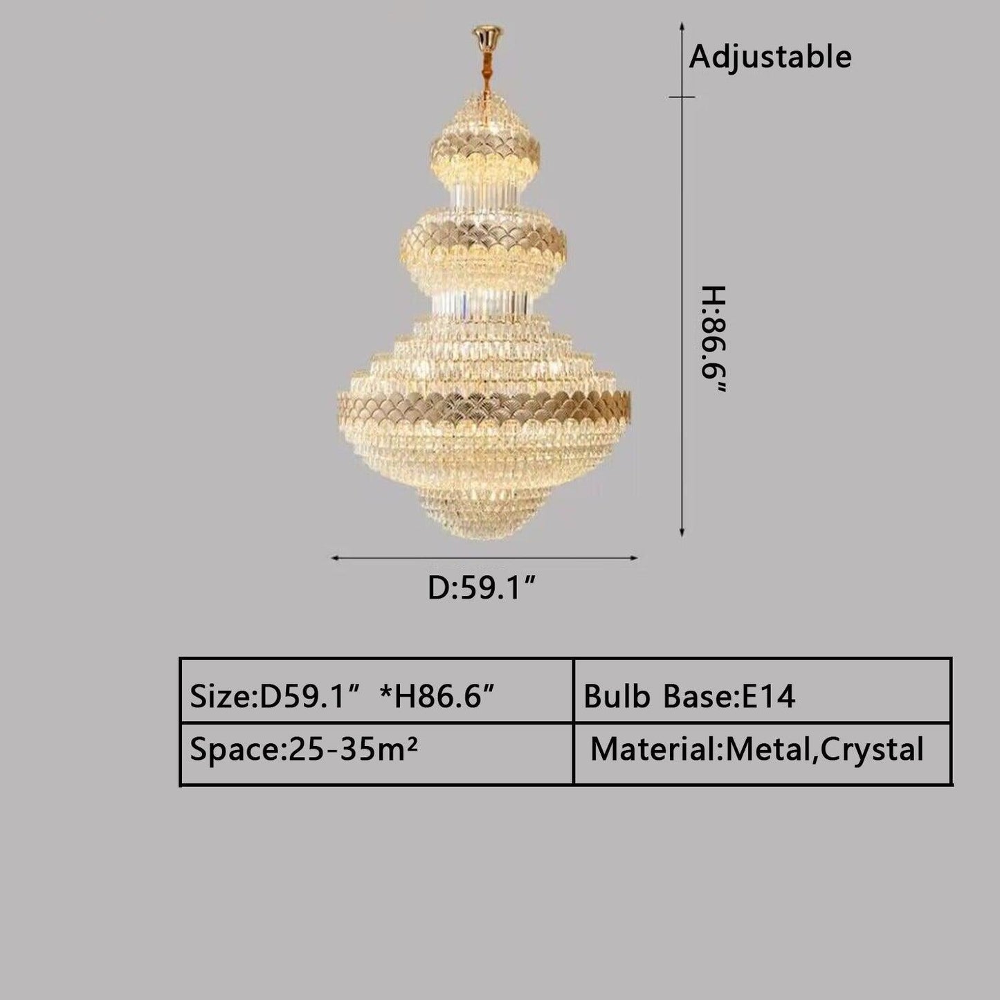 Extra Large Multi-layers Gold Luxury Crystal Chandelier Modern Empire Decrative Crystal Light For Living Room/Foyer/Staircase - Richardrider