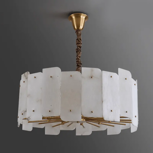 Alabaster Brass Dining Room Round Chandelier - Richardrider
