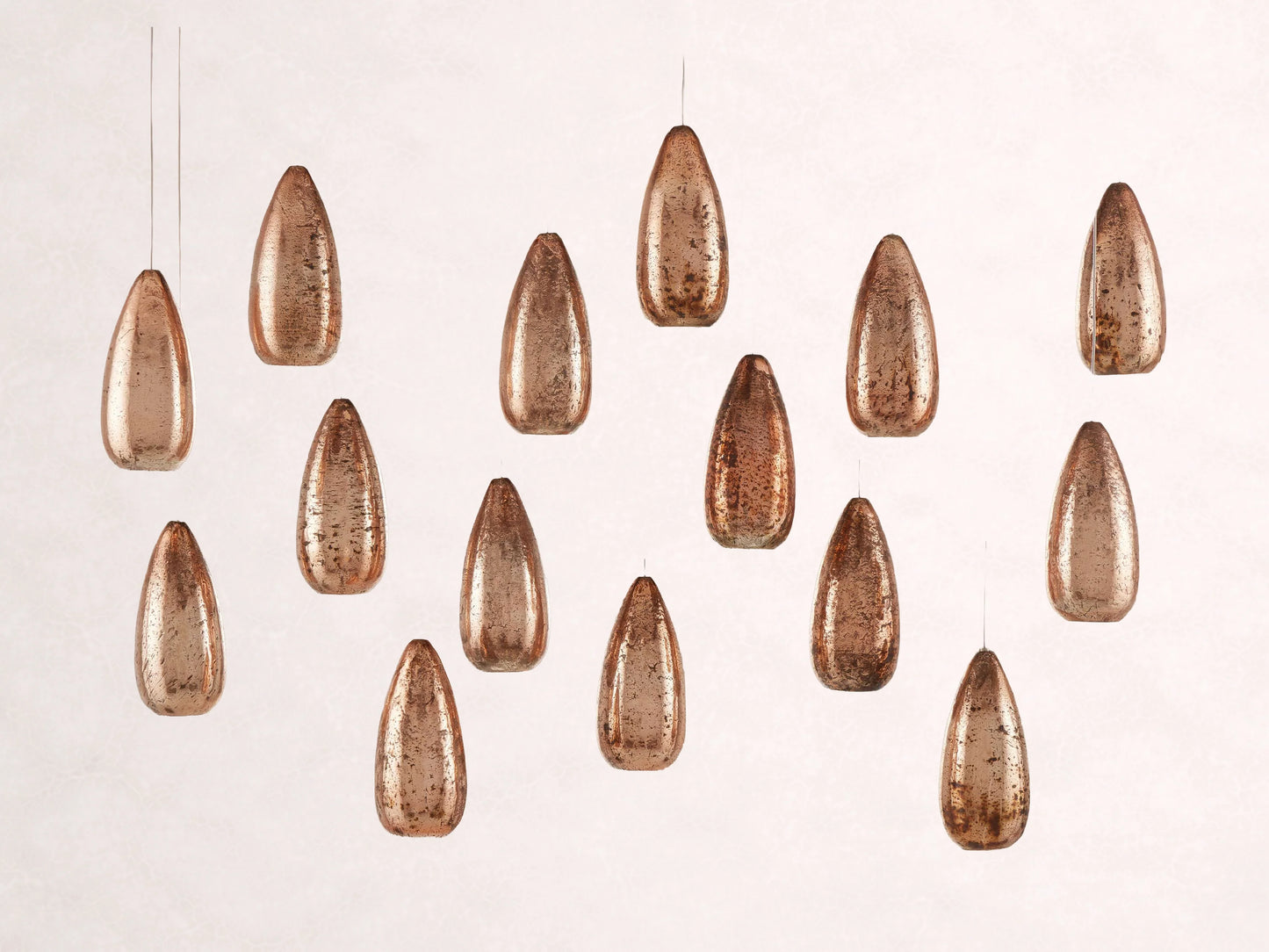 Edda Cascade Teardrop Mercury Glass Linear Chandelier 48'' 54''L