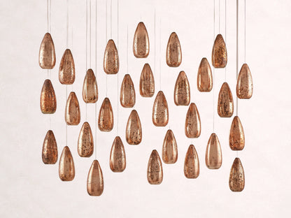 Edda Cascade Teardrop Mercury Glass Linear Chandelier 48'' 54''L