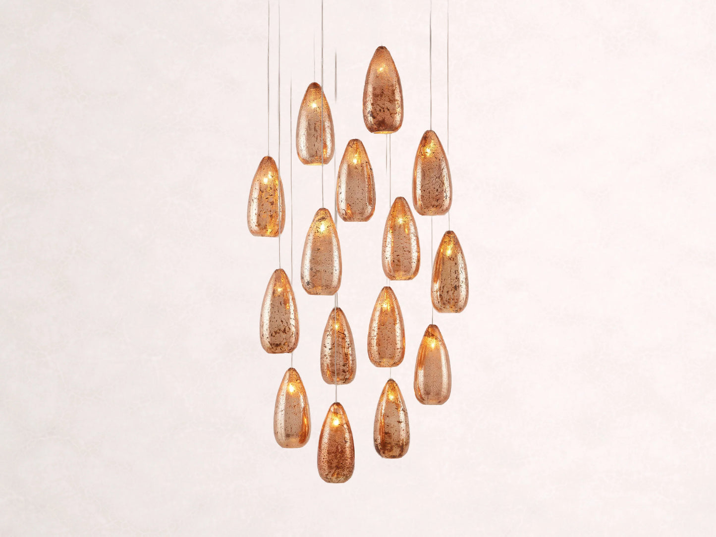 Edda Cascade Teardrop Mercury Glass Round Chandelier 23'' 35''D