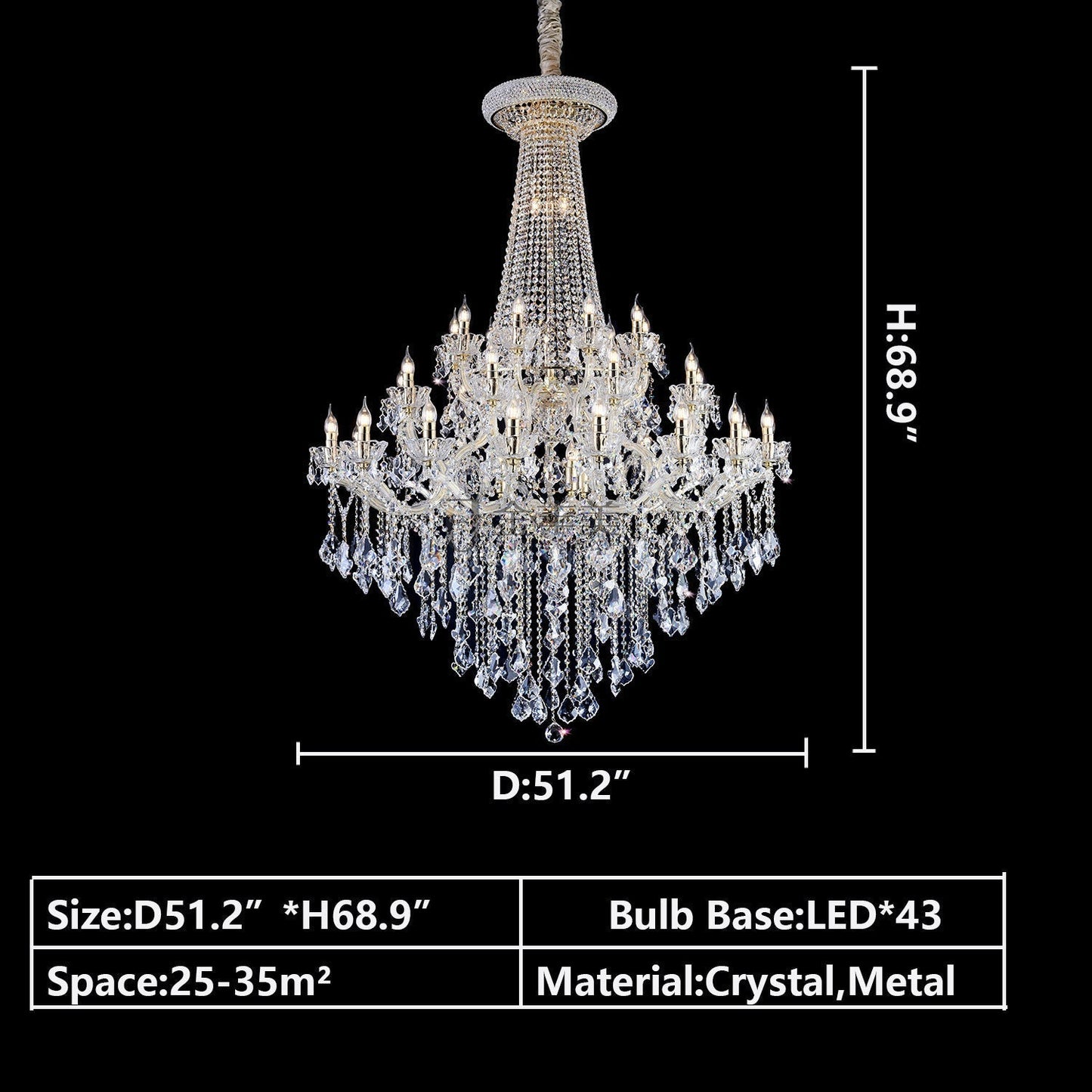Extra Large French Candle Crystal Branch Chandelier for Foyer and Staircase - Richardrider