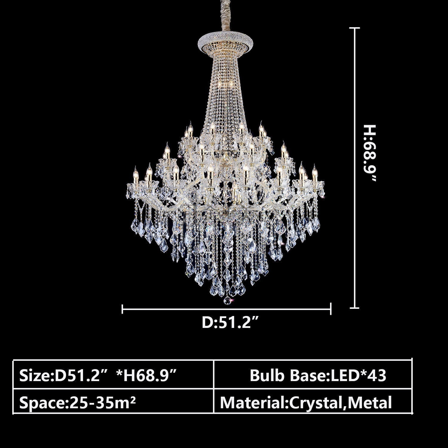 Extra Large French Candle Crystal Branch Chandelier for Foyer and Staircase - Richardrider