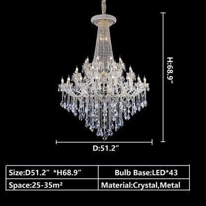 Extra Large French Candle Crystal Branch Chandelier for Foyer and Staircase - Richardrider