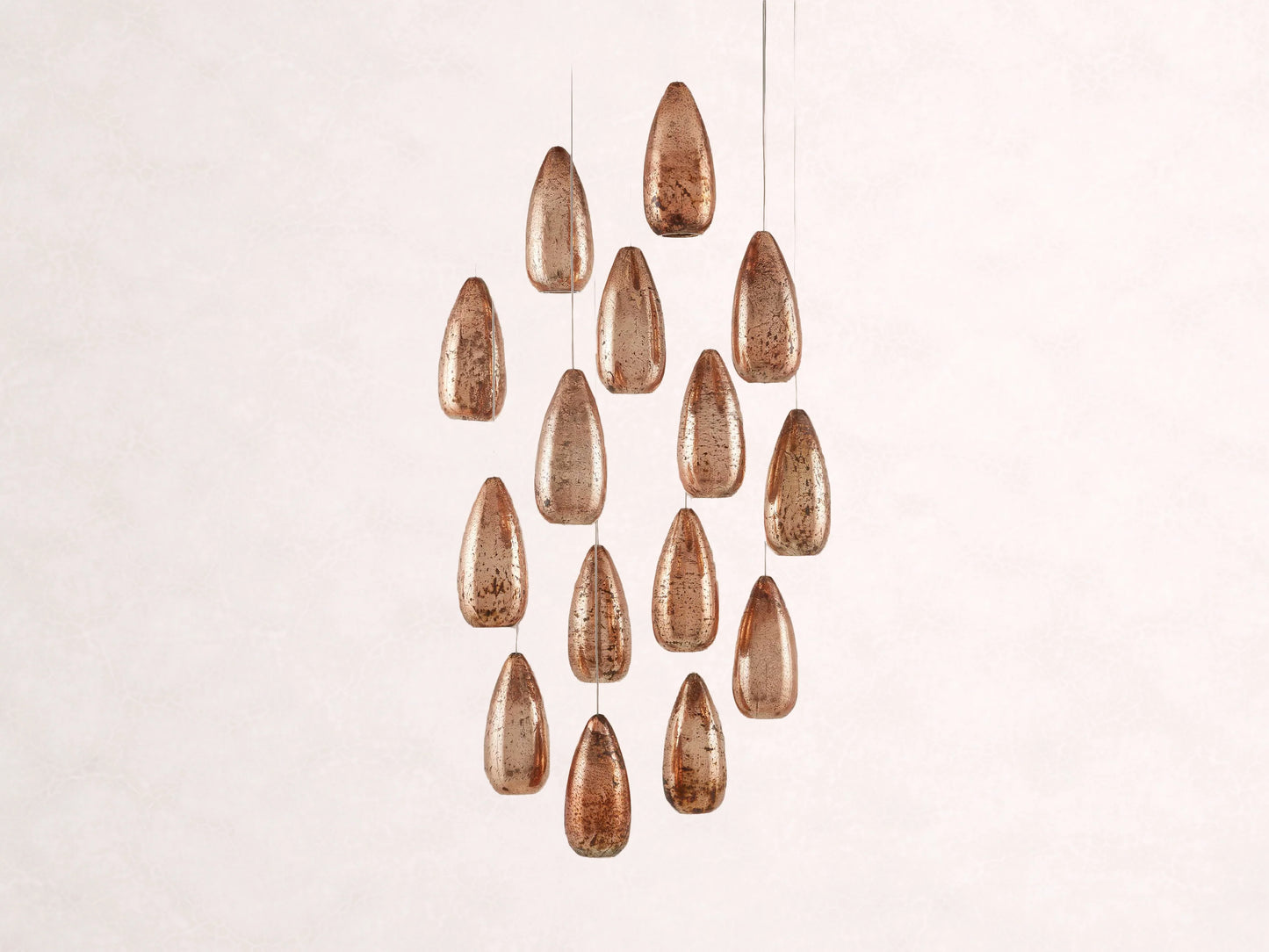 Edda Cascade Teardrop Mercury Glass Round Chandelier 23'' 35''D