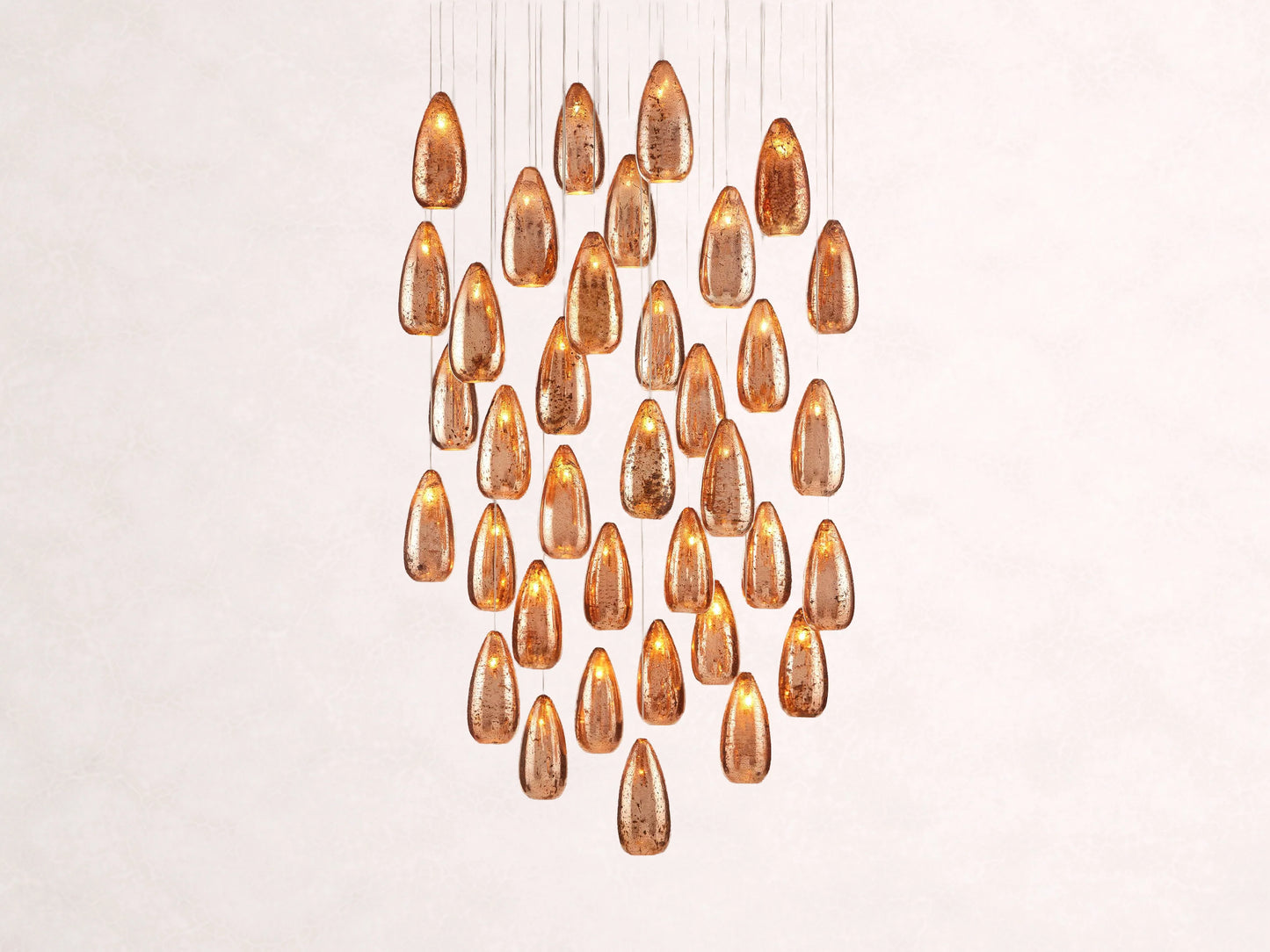 Edda Cascade Teardrop Mercury Glass Round Chandelier 23'' 35''D