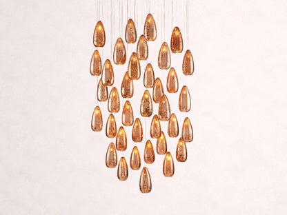 Edda Cascade Teardrop Mercury Glass Round Chandelier 23'' 35''D