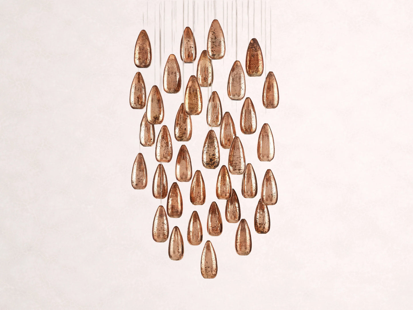 Edda Cascade Teardrop Mercury Glass Round Chandelier 23'' 35''D