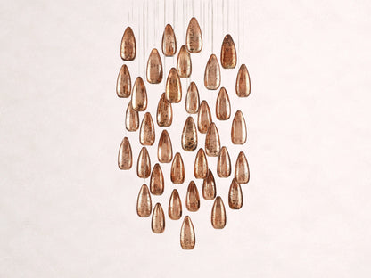 Edda Cascade Teardrop Mercury Glass Round Chandelier 23'' 35''D