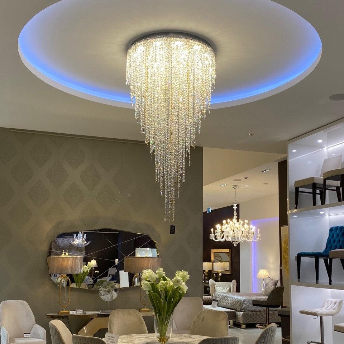 Modern Light Luxury Crystal Tassel Chandelier for Staircase/Living Room - Richardrider