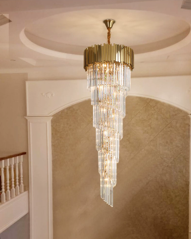 Luxury Gold Spiral Crystal Chandelier for Staircase/Foyer/Entryway - Richardrider