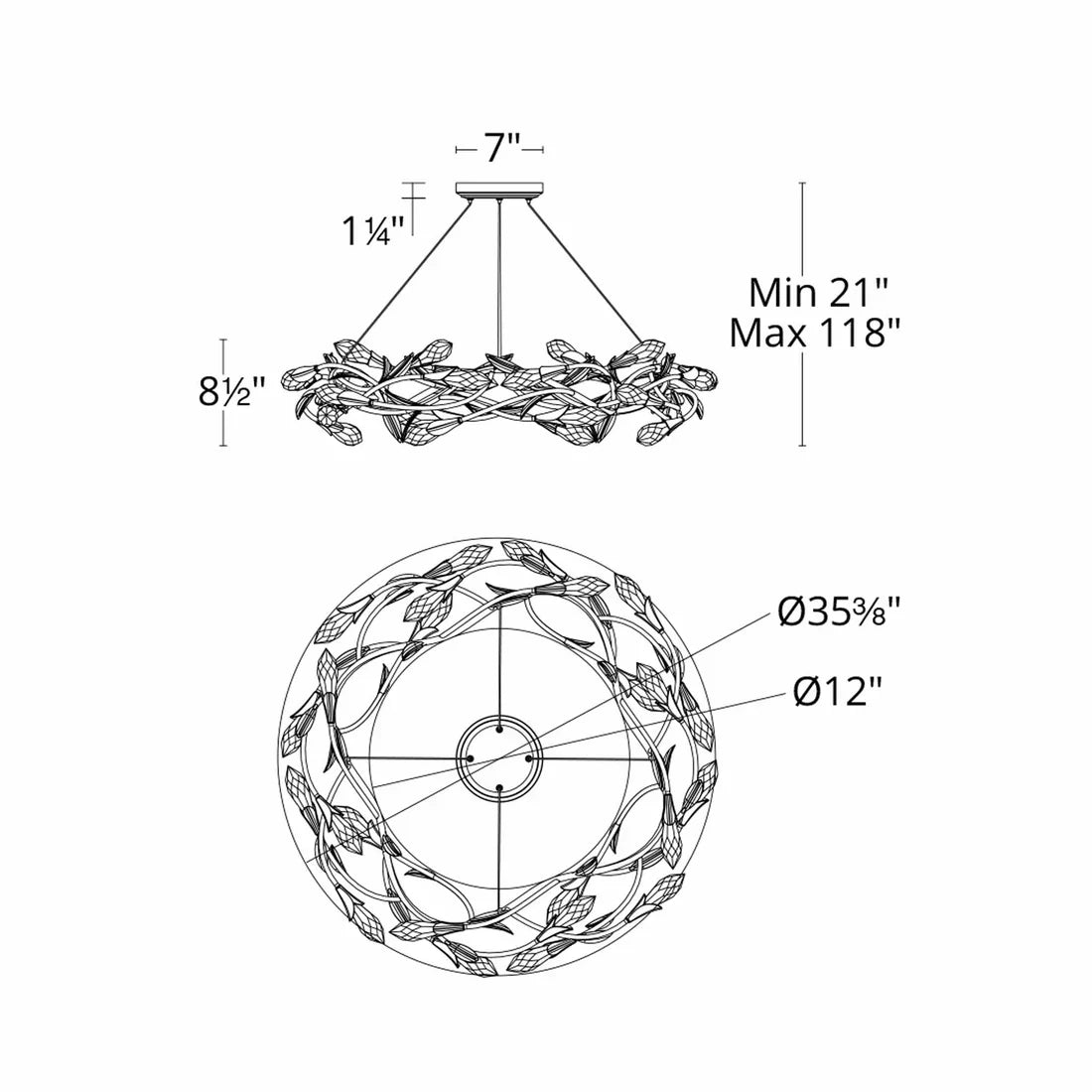 Modern Linear/Round Floral Branches Crystal Chandelier - Richardrider