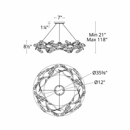 Modern Linear/Round Floral Branches Crystal Chandelier - Richardrider