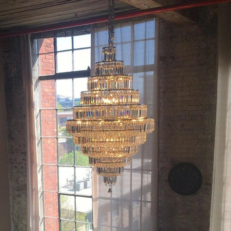 Chrome/ Silver/ Gold Extra Large Chandelier For Foyer Living Room Staircase Crystal Ceiling Lighting Fixture - Richardrider