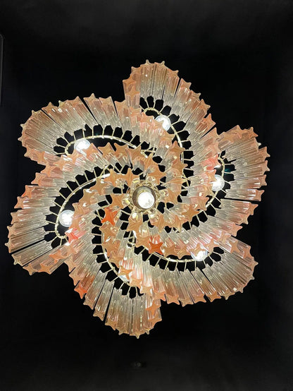 Murano Glass Chandelier – Viennetta -114 prisms – Pink