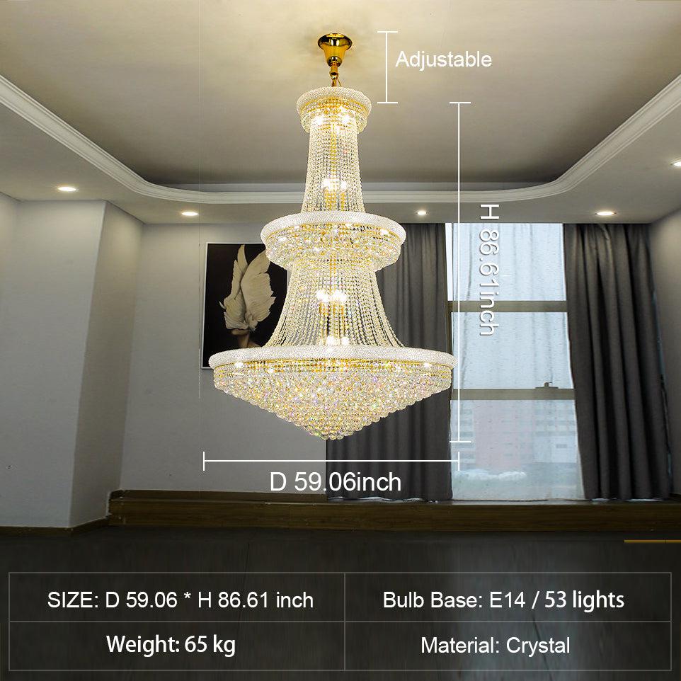Luxury French Empire Chandelier for Villa Hall Ceiling Three-layers Crystal Light for Hotel Lobby - Richardrider
