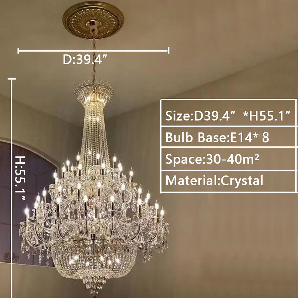 Extra Large European-style Multi-layers Candle Luxury Crystal Chandelier Gold Art Foyer/Staircase Decorative Light Fixture - Richardrider