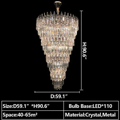 Oversized Multi-layers Luxury Creative Art Crystal Chandelier for Foyer/Staircase/Hallway - Richardrider