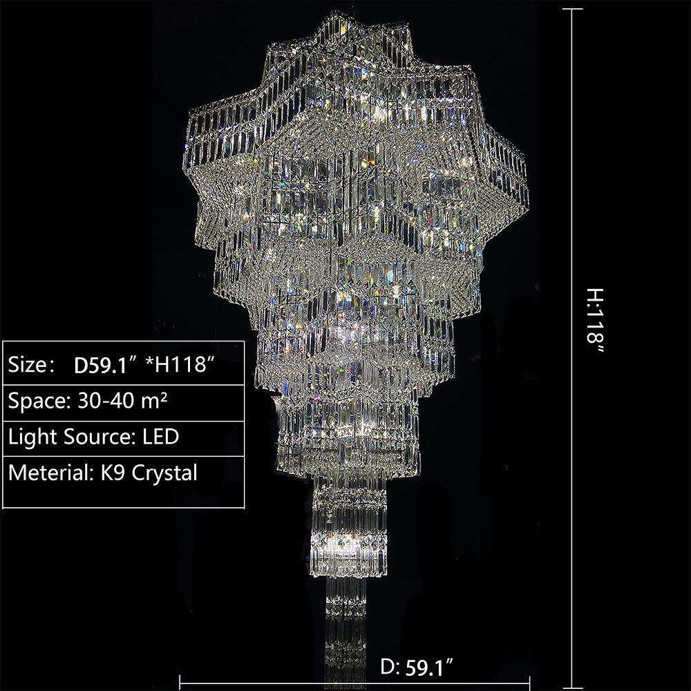 Luxury Plaza Multi-Tier Crystal Chandelier for High Ceilings/Hotel Hall / 2 Story Foyer - Richardrider