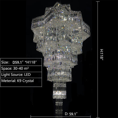 Luxury Plaza Multi-Tier Crystal Chandelier for High Ceilings/Hotel Hall / 2 Story Foyer - Richardrider
