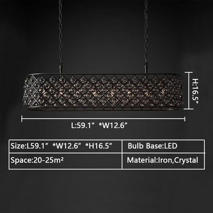 Post-modern Raindrop Crystal Chandelier Rectangle/Round Light Fixture for Living Room/Dining Table