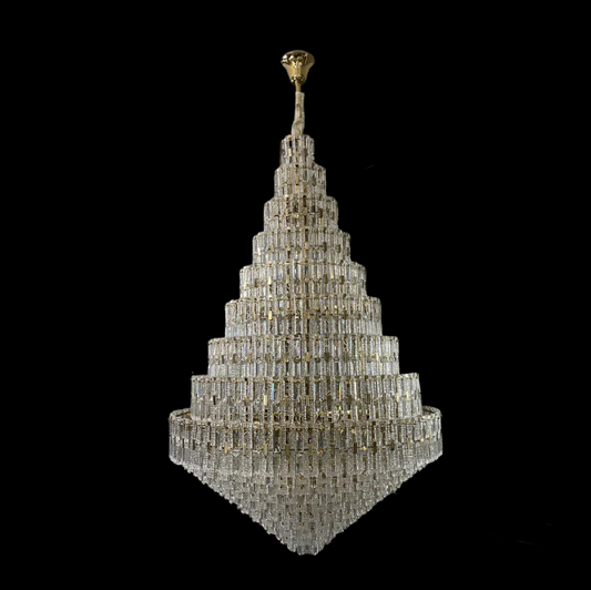 Oversized Multi-layers Honeycomb Luxury Crystal Chandelier in Gold Finish for Big Hallway/Foyer/Entryway