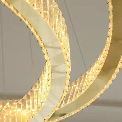 Modern Front Entryway Chandelier 3/4/5/6/7 Rings Crystal Gold/ Chrome Finish Ceiling Lamp - Richardrider
