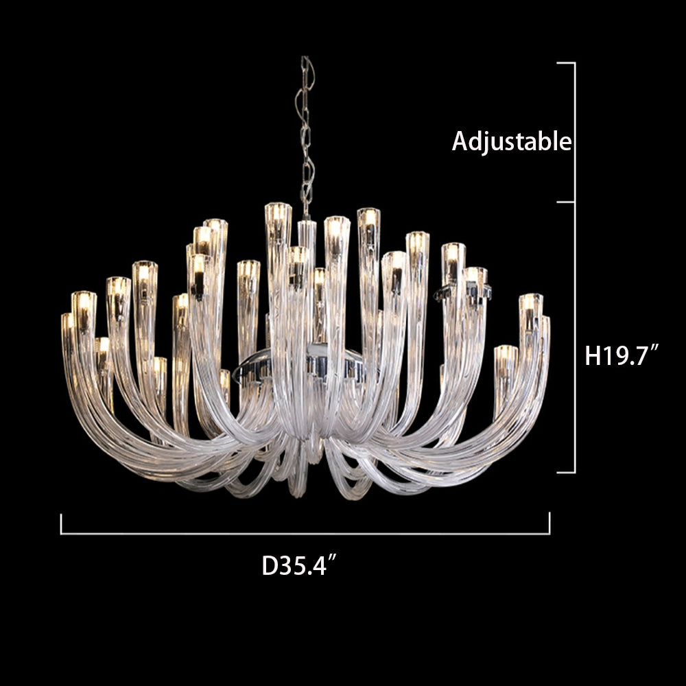 Modern Floral Reeded Glass Chandelier for Living/ Dining Room