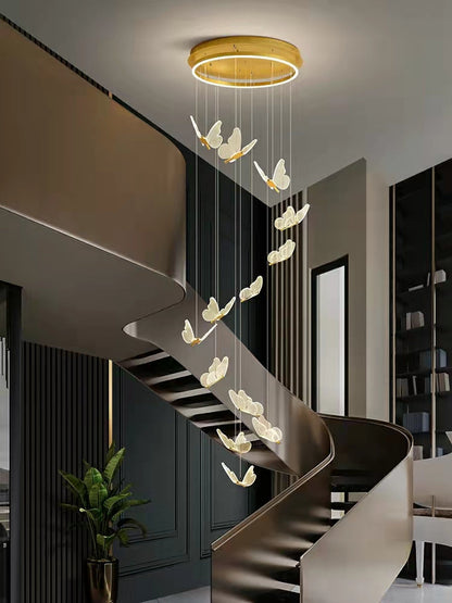 Nordic Butterfly Chandelier Luxury Foyer Staircase Ceiling Light For Living / Dining Room