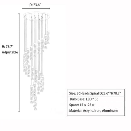 Extra Large Acrylic Spiral DNA Chandelier for High-ceiling Room