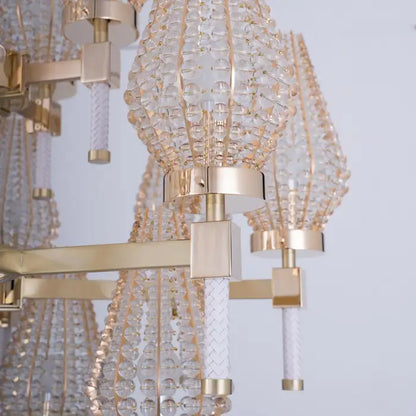Modern 3-tiered Crystal Shade Chandelier for Living Room/Low-ceiling