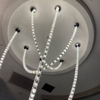Modern Crystal Bullet Necklace Chain Chandelier for Living Room/Staircase/Foyer/Hotel/Restaurant