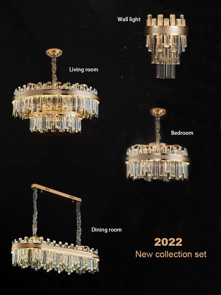 Modern Round/Rectangular Crystal Chandelier Collection For Living Room/Hallway/Dining/Bedroom