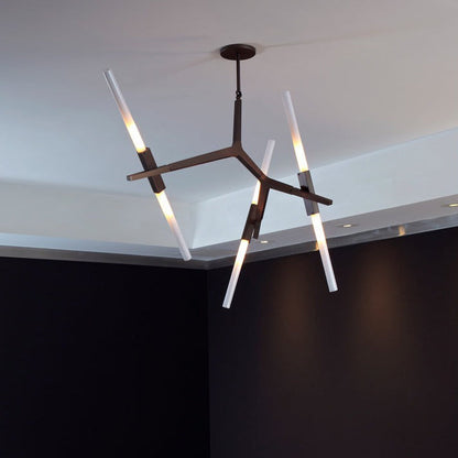 Kaievra LED Chandelier Machined Aluminum & Glass 33"W x 25"D