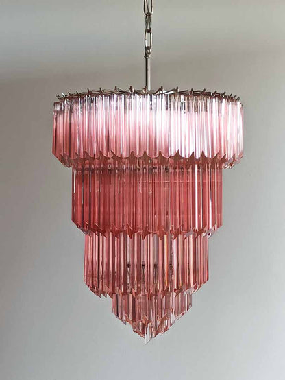 Murano Glass Chandelier – 112 prisms – Pink