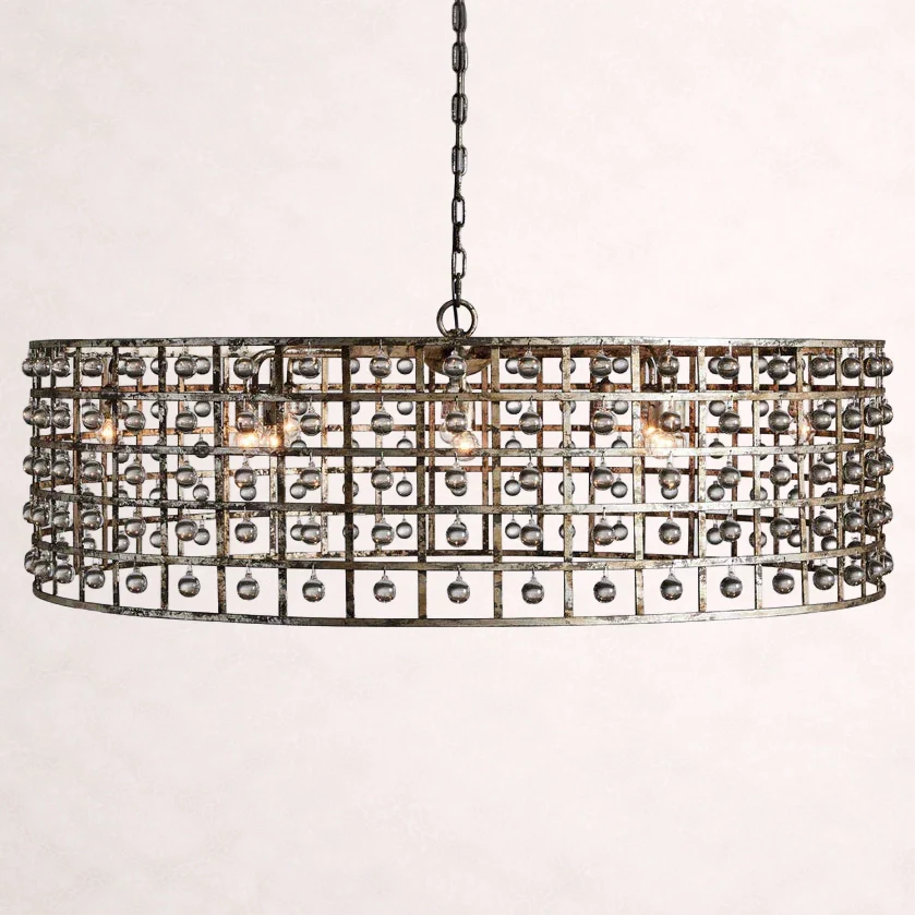 La Cage 12-Light Round Chandelier in Silver Clay