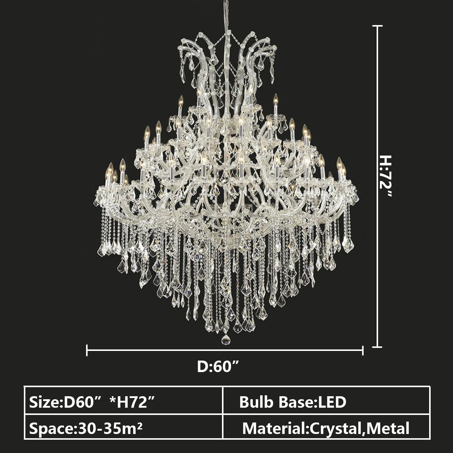 Oversized European Chrome Classic Candle Branch Crystal Chandelier for 2-Story/Duplex Buildings - Richardrider