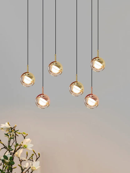 Nordic Simple Globe Pendant Suspension Light in Gold/Rose Gold