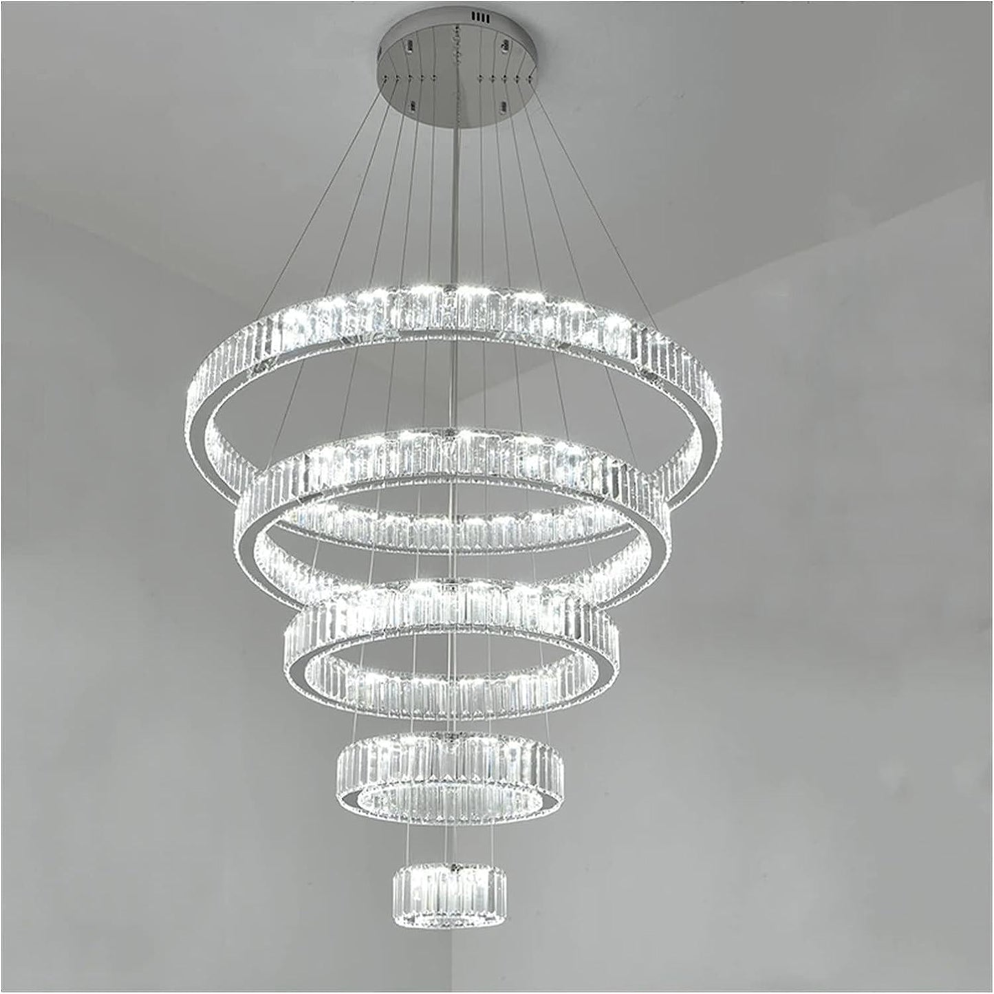Modern Front Entryway Chandelier 3/4/5/6/7 Rings Crystal Gold/ Chrome Finish Ceiling Lamp - Richardrider