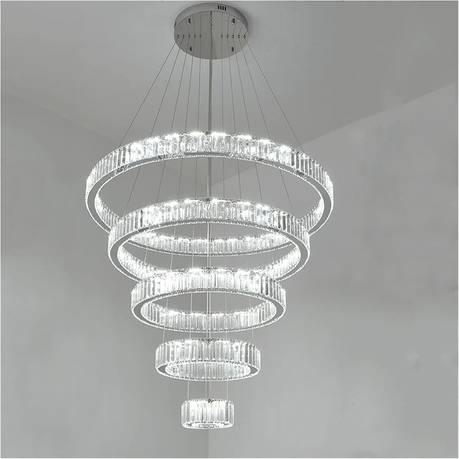Modern Front Entryway Chandelier 3/4/5/6/7 Rings Crystal Gold/ Chrome Finish Ceiling Lamp - Richardrider